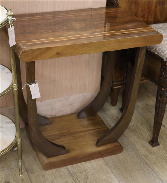 An Art Deco walnut occasional table W.64cm